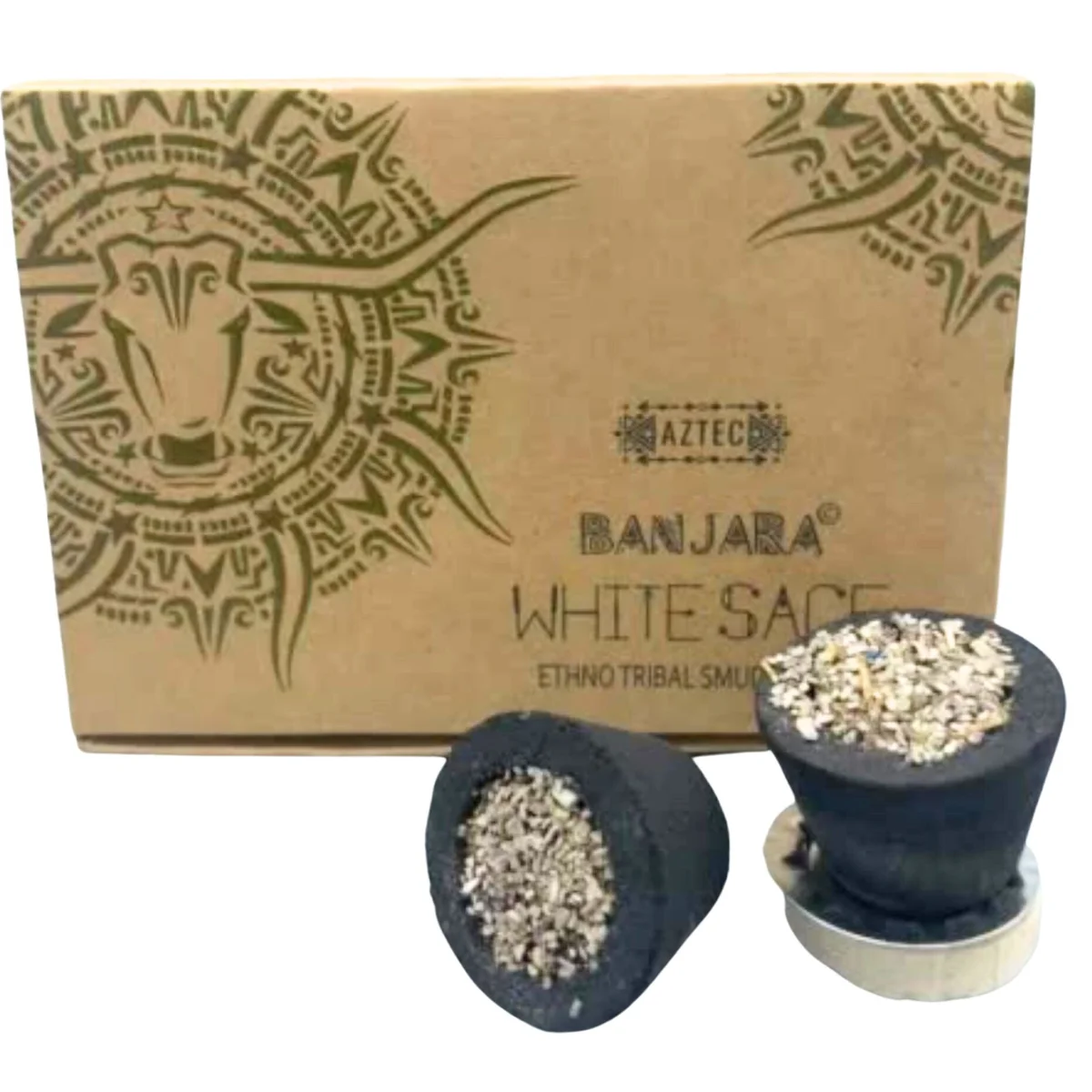 White ceramic Banjara smudge cup designed as a white sage incense bowl for burning sage sticks or cones