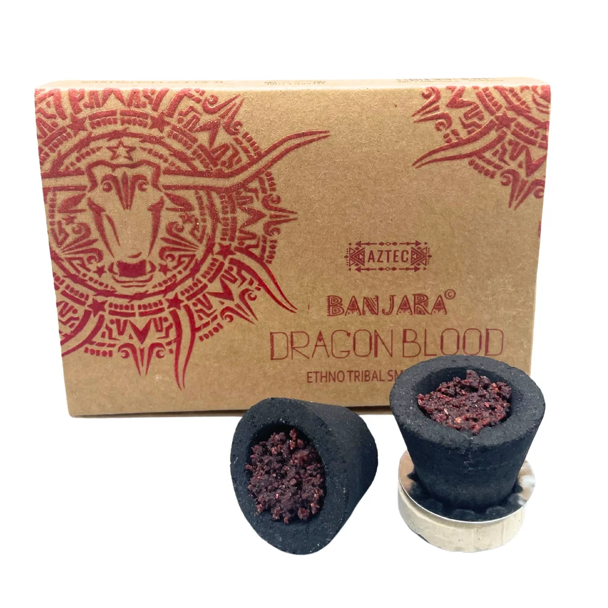 Set of Banjara resin drink tumblers in Dragons Blood design with rich red and black marbled patterns on a plain background