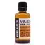 Clear glass bottle of marula seed oil 50ml, dark amber liquid, ideal moisturising oil