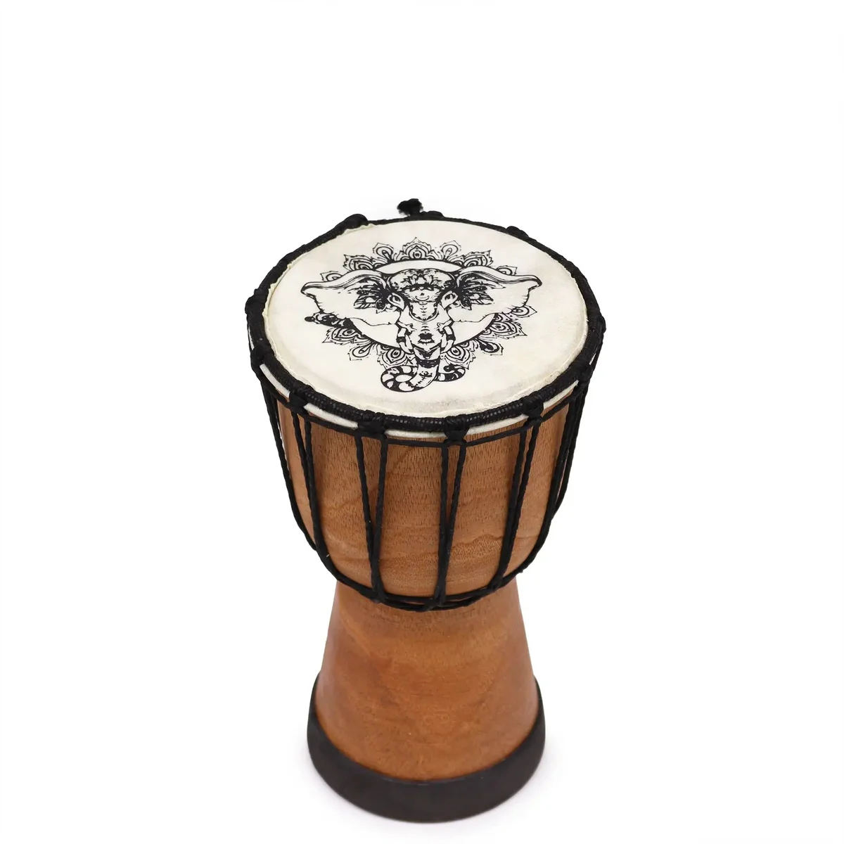 Elephant djembe drum 20cm wide top, wooden shell visible in product photo