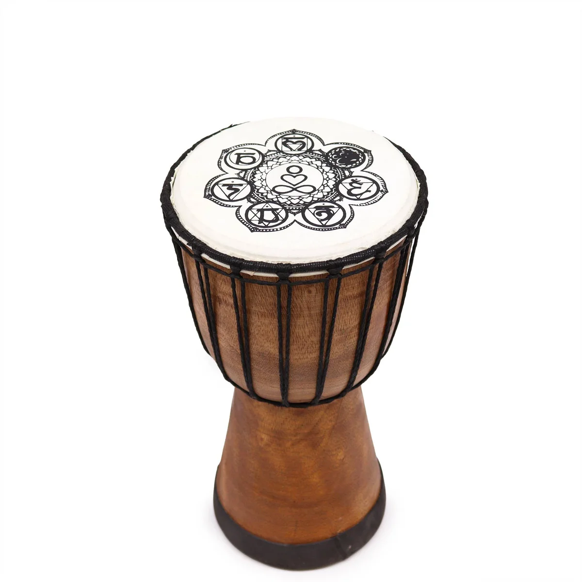 Chakra wide top djembe drum, 17cm, displayed upright against neutral background