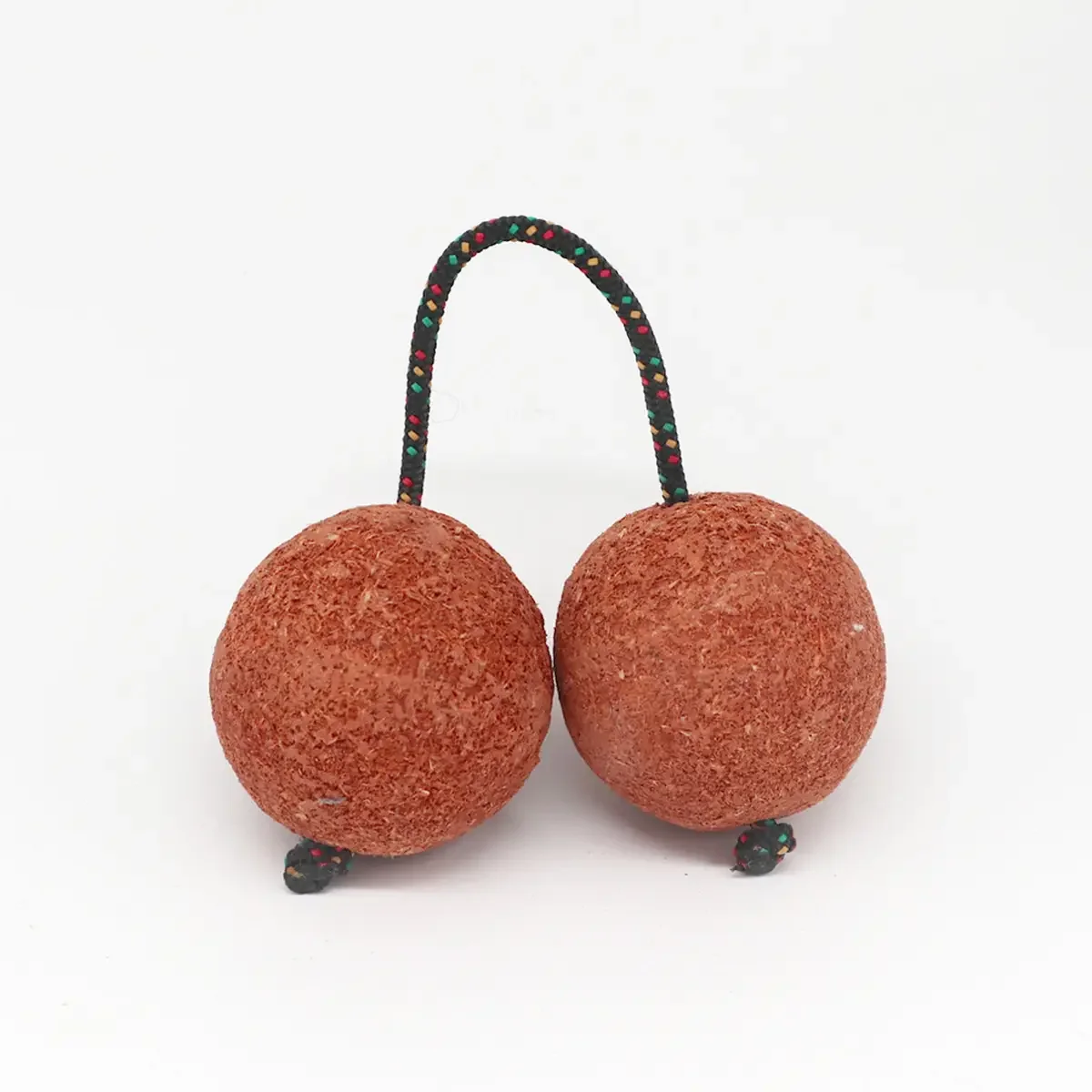 Beach-themed Kashaka musical shaker instrument with two connected gourds and beads inside for rhythm playing