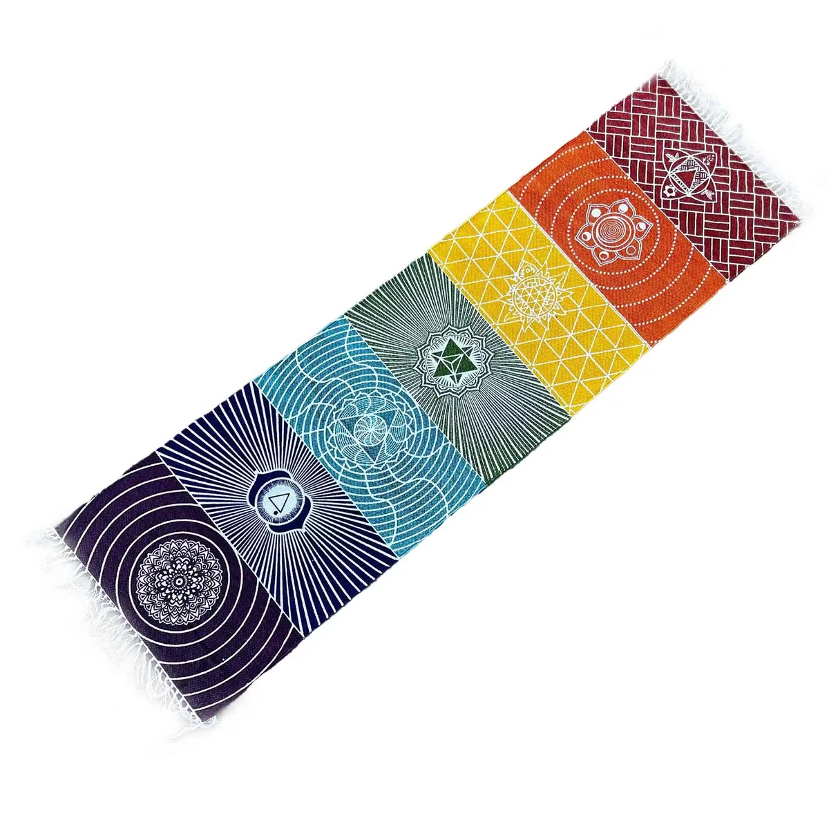 Yoga rug 60x200cm with 7 chakras design, ideal meditation rug UK for spiritual practice and comfort