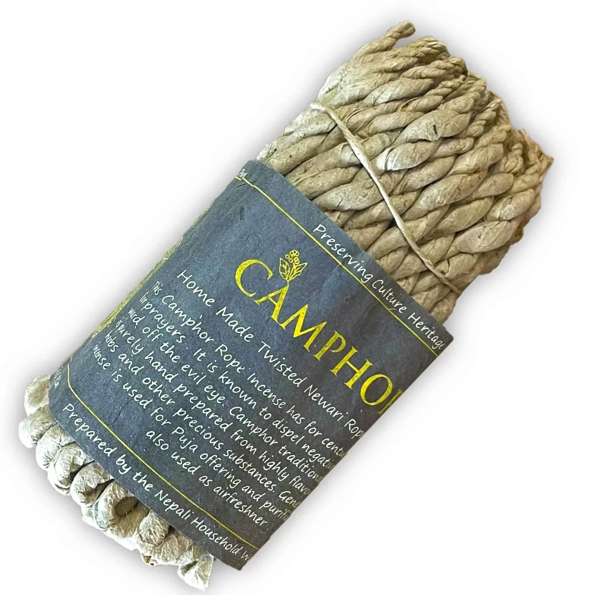 Pure Herbs Rope Incense Camphor pack showing twisted rope incense sticks on a white background