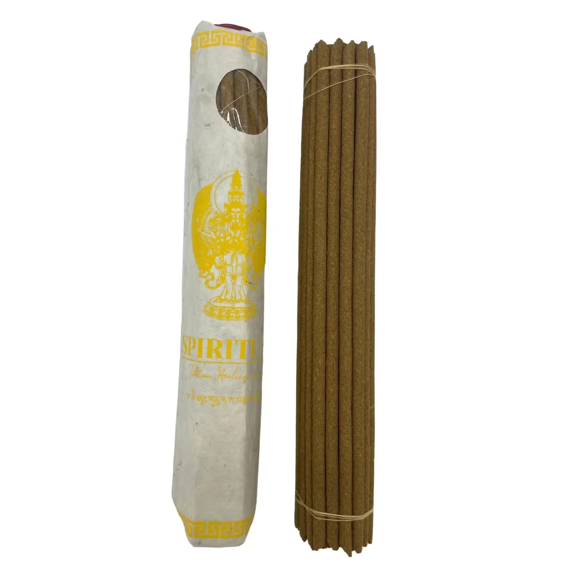 Rolled pack of 30 premium Tibetan rolled incense sticks arranged neatly on a plain background