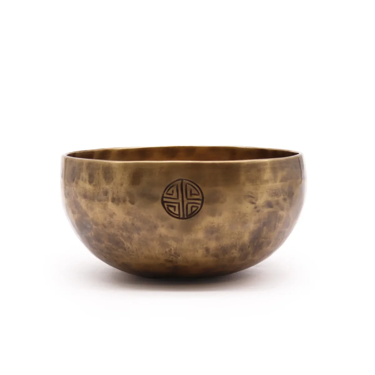Medium moon bowl made in Nepal, 15cm diameter, weighing approximately 750g, with a smooth metallic finish.