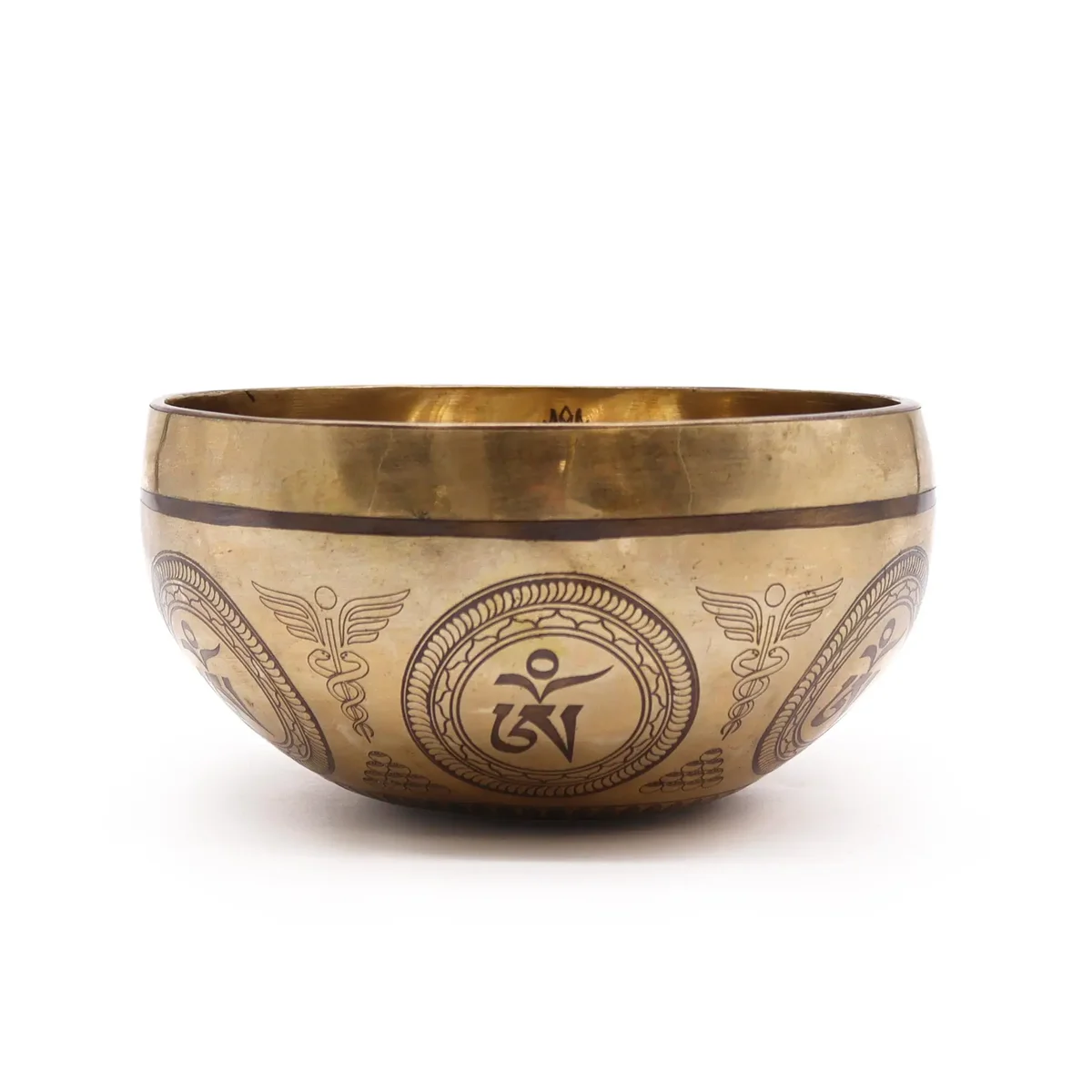 16cm engraved singing bowl with Bodhi Tree Buddha design, Tibetan healing bowl with intricate patterns