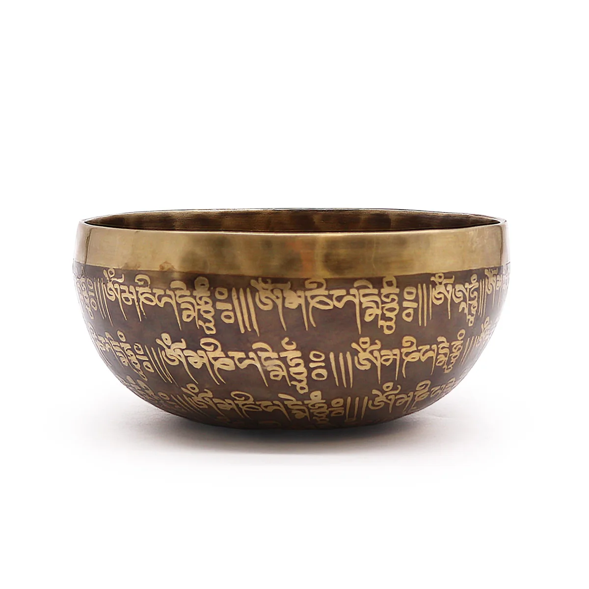 16cm Tibetan healing bowl with engraved mantra design on the outer surface for meditation and sound therapy