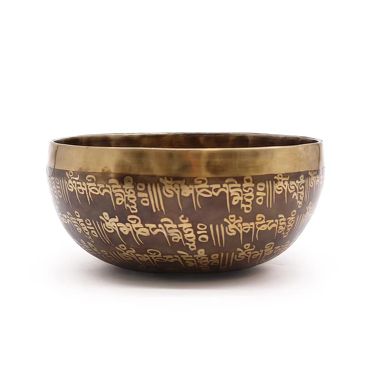 16cm Tibetan healing meditation singing bowl with engraved mantra design on the outer surface