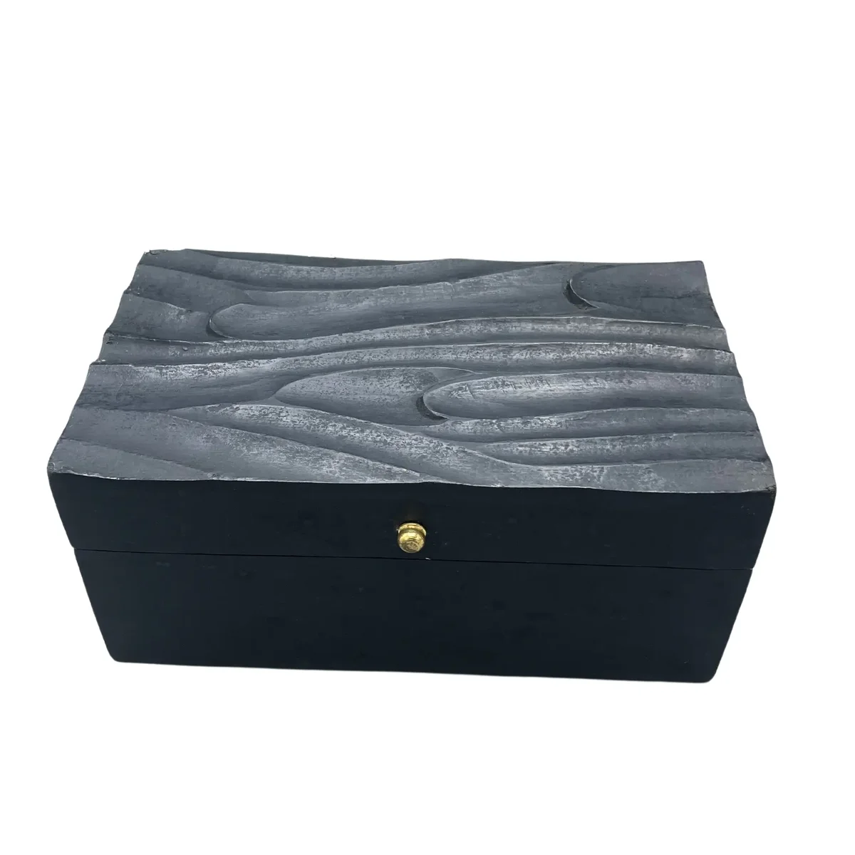 Black swirls decorative storage box in vintage deco style, rectangular 22x12x10cm multi purpose container