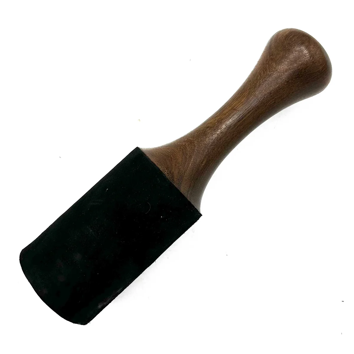 Large decorative wooden stick shaped as a king, measuring 22x6cm, smooth finish and natural wood grain visible