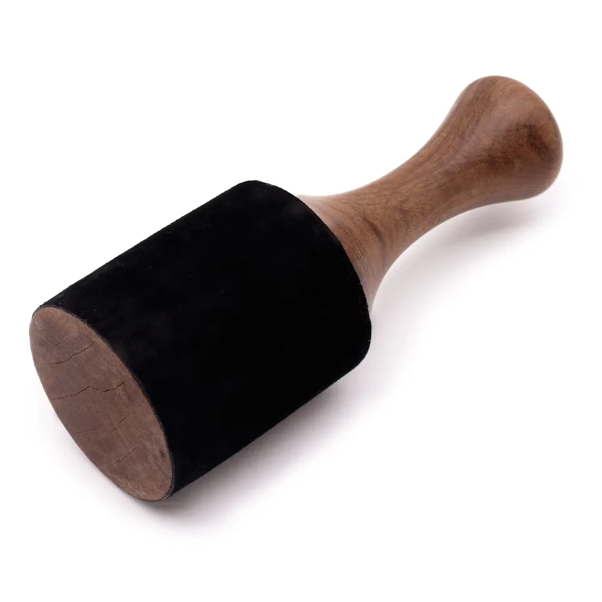 Extra large wooden king ornament stick measuring 26 by 9.5cm with smooth natural wood finish on white background