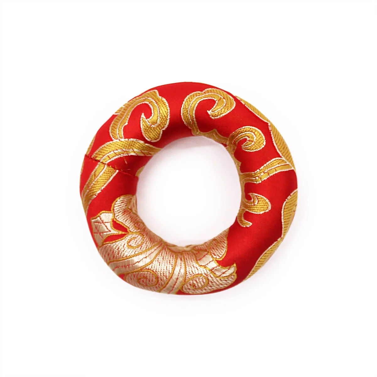 Red 8cm hoop cushion for singing bowl sized 10-12cm, round fabric pad for bowl support and stability