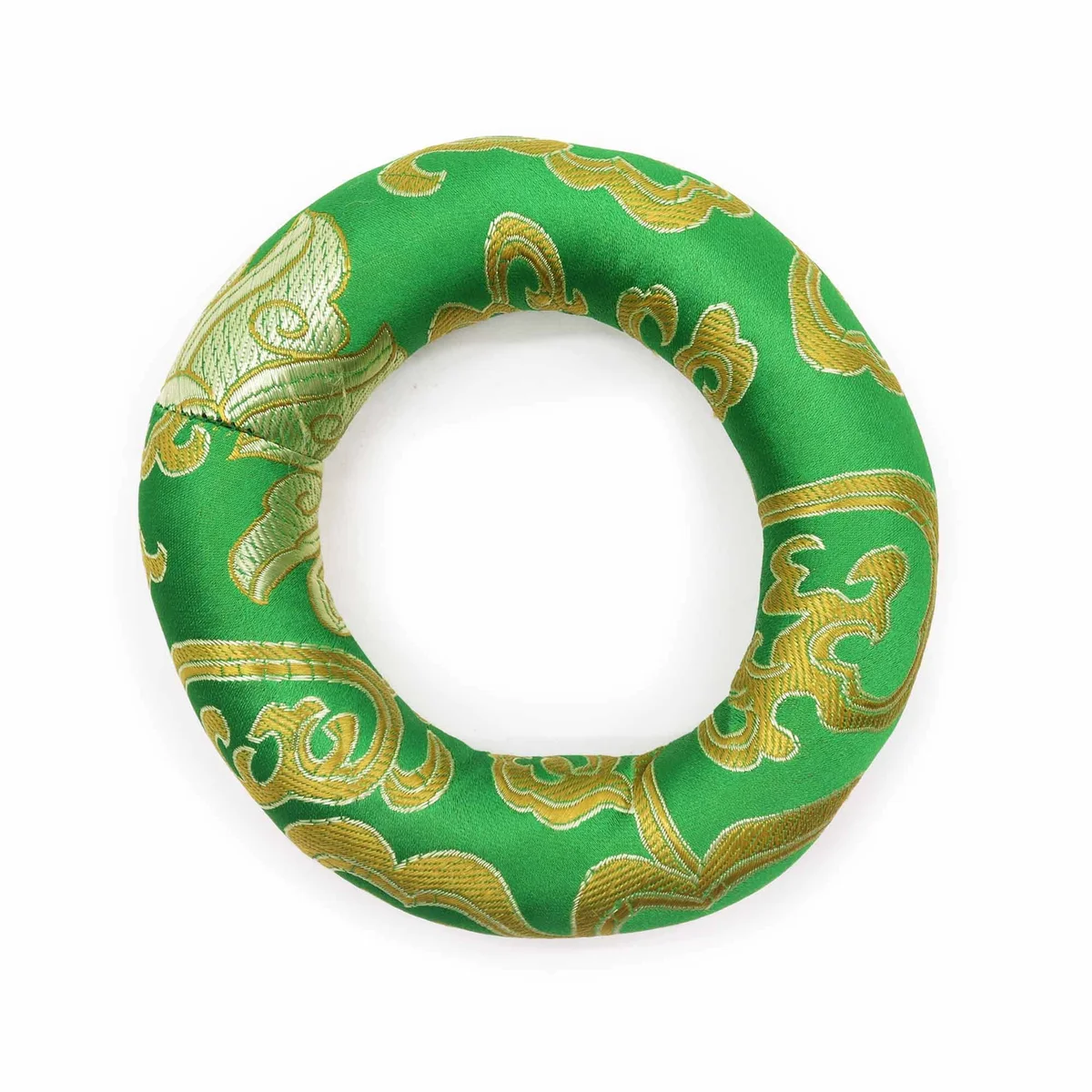 Green 10cm hoop singing bowl cushion designed for 12-14cm singing bowls, circular and padded for support