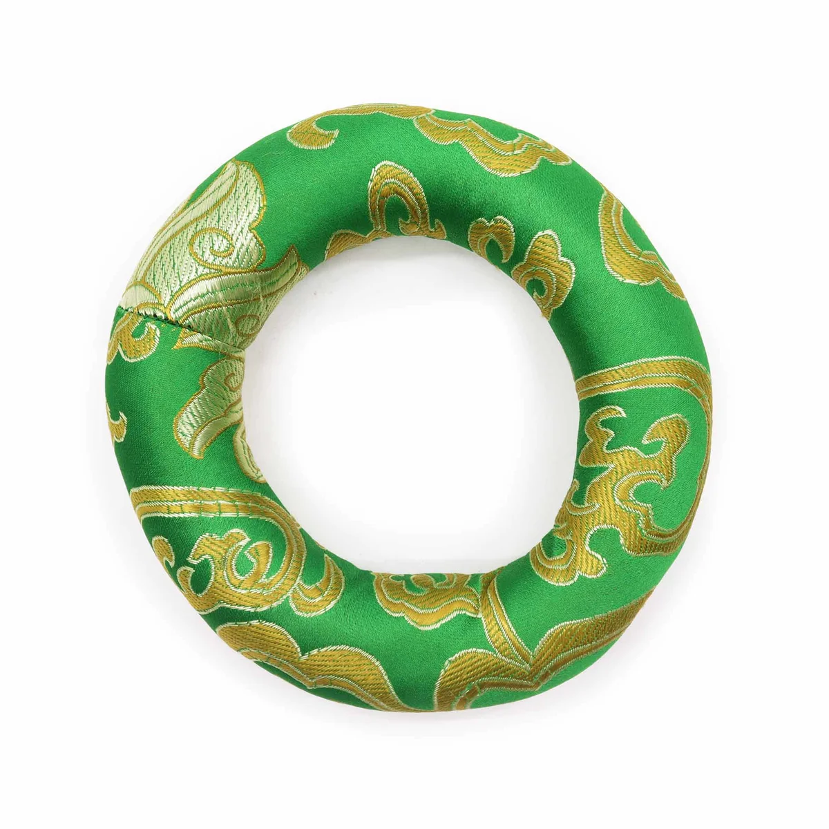 Green 10cm singing bowl cushion designed to hold 12-14cm singing bowls securely in place