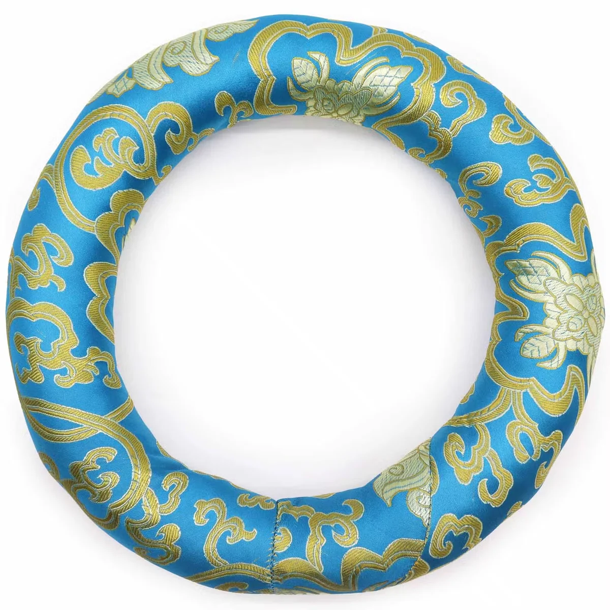 Assorted colour cushion hoop in 24cm size designed for 26cm and larger singing bowls shown on white background