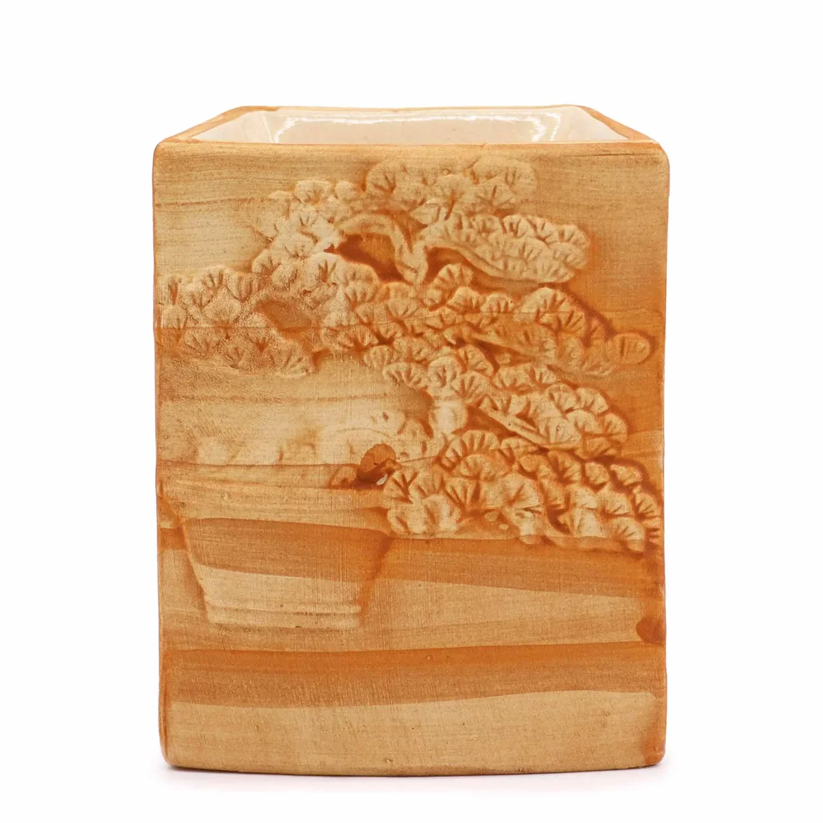 Hand painted burner in sand color shaped like a bonsai tree for decorative use