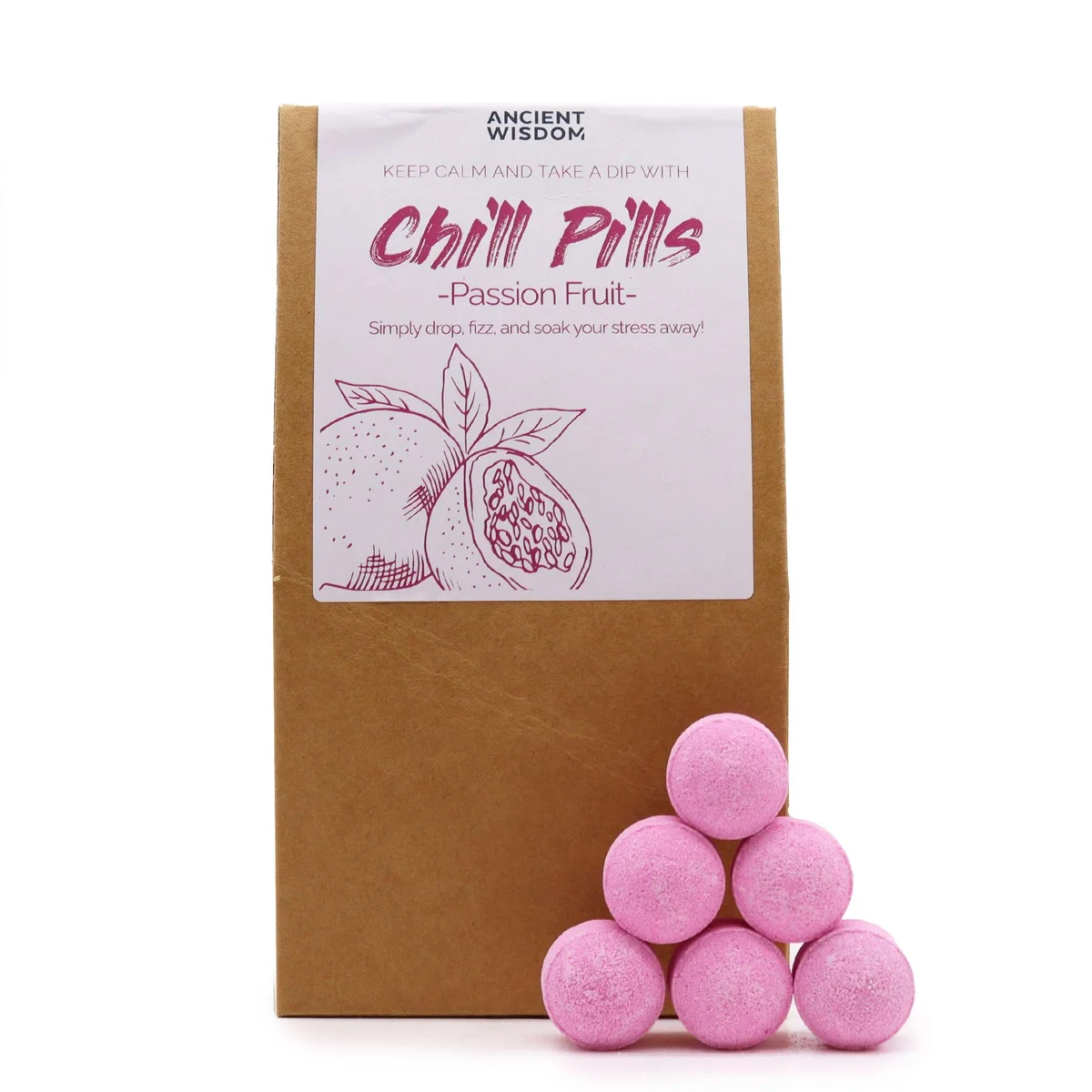 Chill Pills Gift Pack 350g with passion fruit flavour packaging displayed against a white background