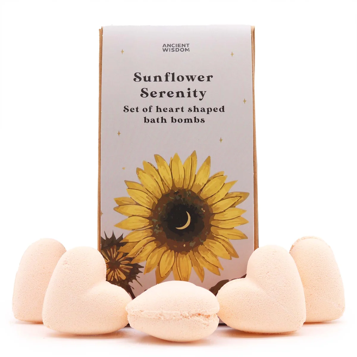 Sunflower Serenity Bath Heart Gift Set with yellow sunflower design, perfect serenity bath gift for relaxation and pampering