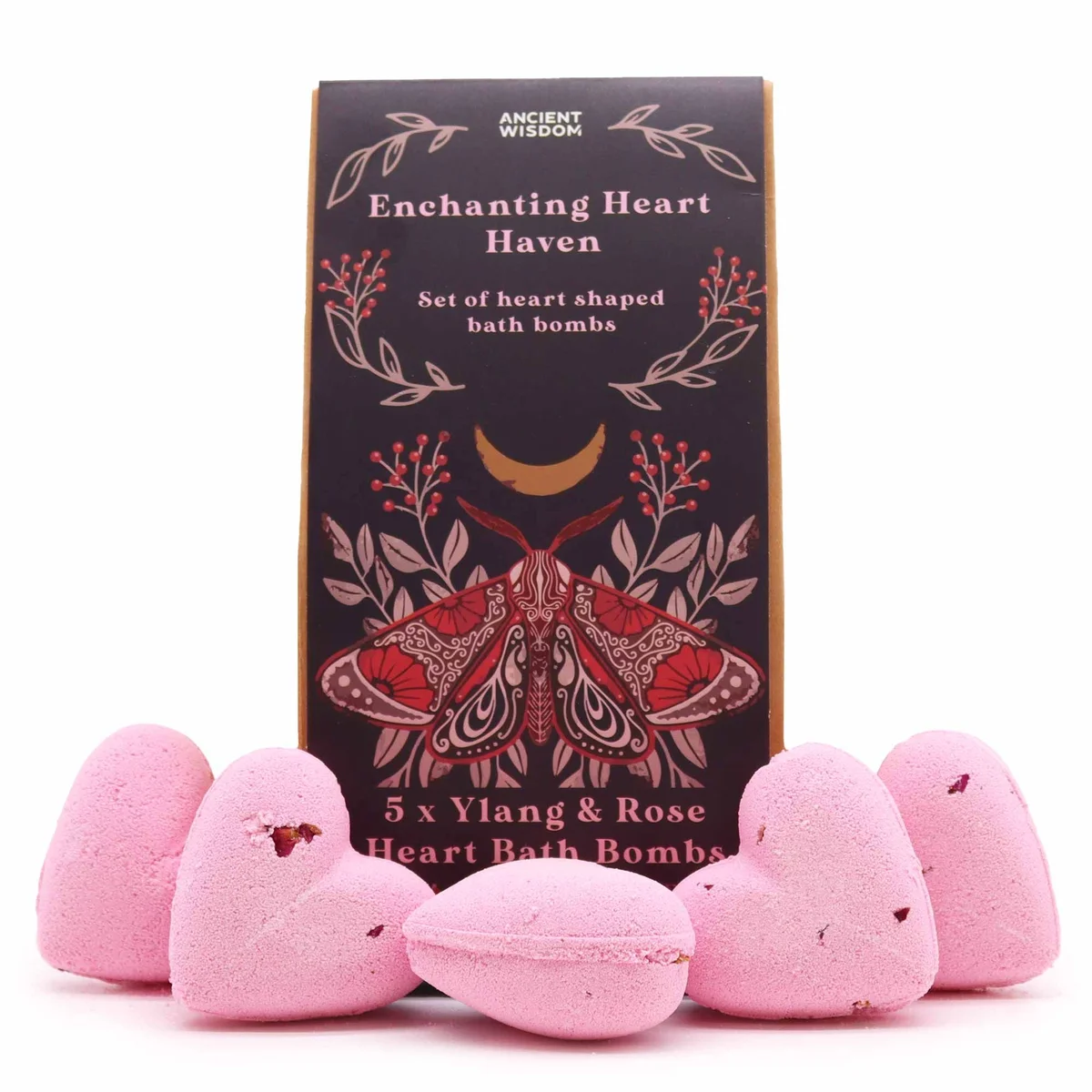 Enchanting Heart Heaven heart bath gift set with decorative bath hearts in a clear packaging box