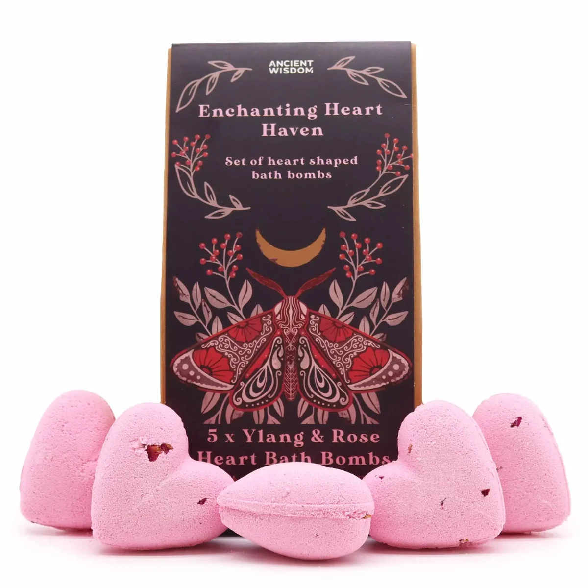 Enchanting Heart Heaven bath heart gift set with heart-shaped bath hearts arranged in a decorative box
