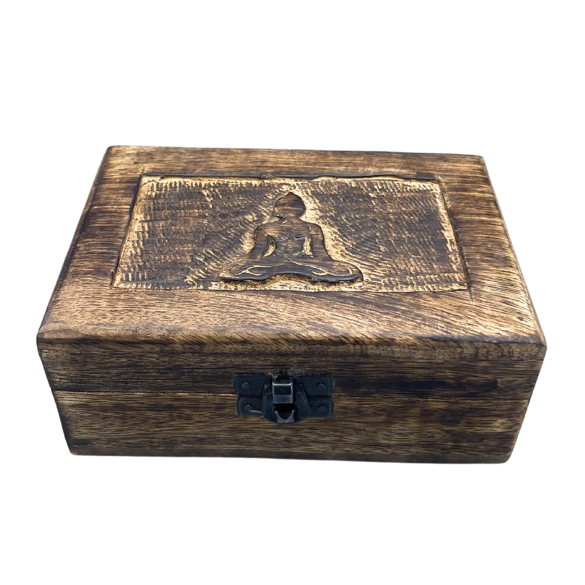 Buddha keepsake box, medium wooden box measuring 15x10x6cm