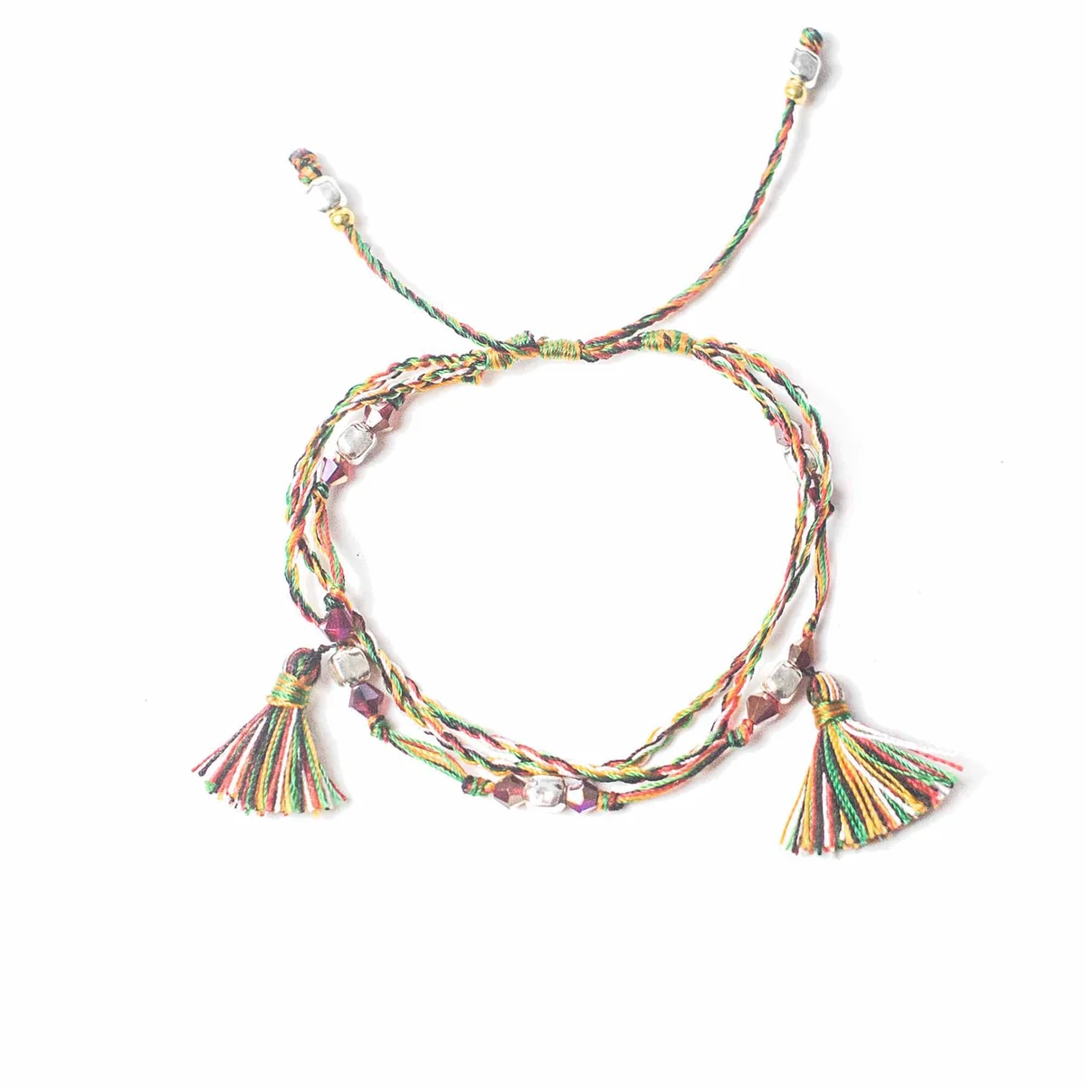 Temple bracelet shown on wrist with simple string design.