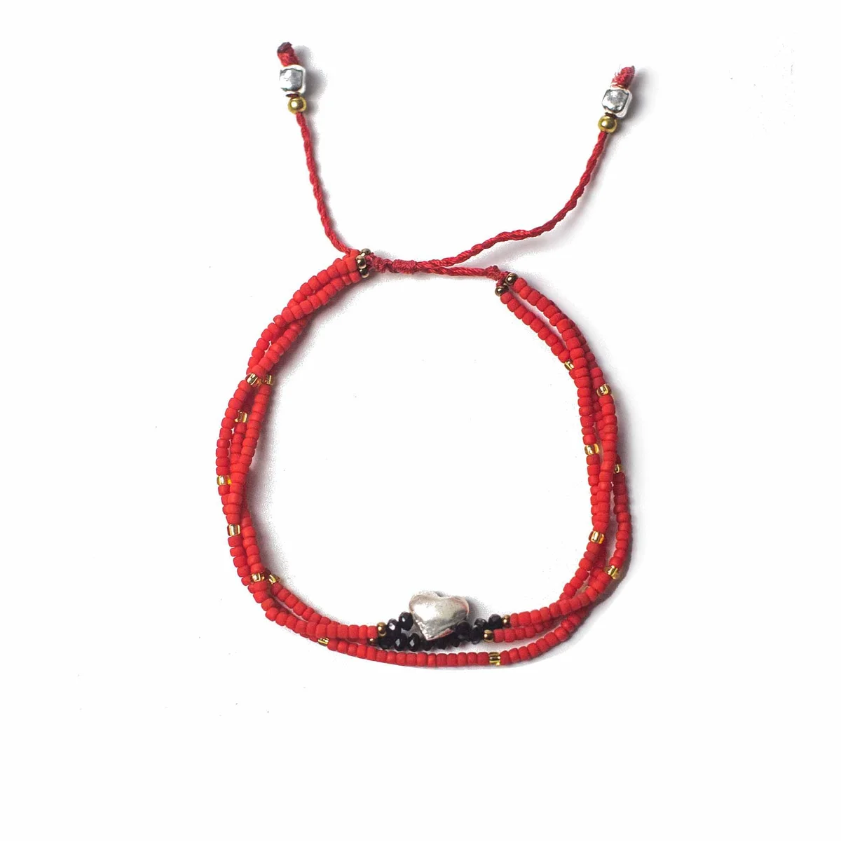 Temple string bracelet jewellery featuring unconditional love motif, displayed on wrist.