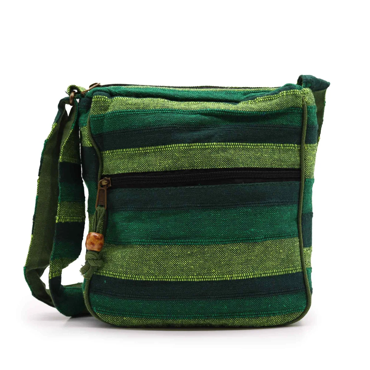 Large Nepal sling bag in forest green with adjustable strap