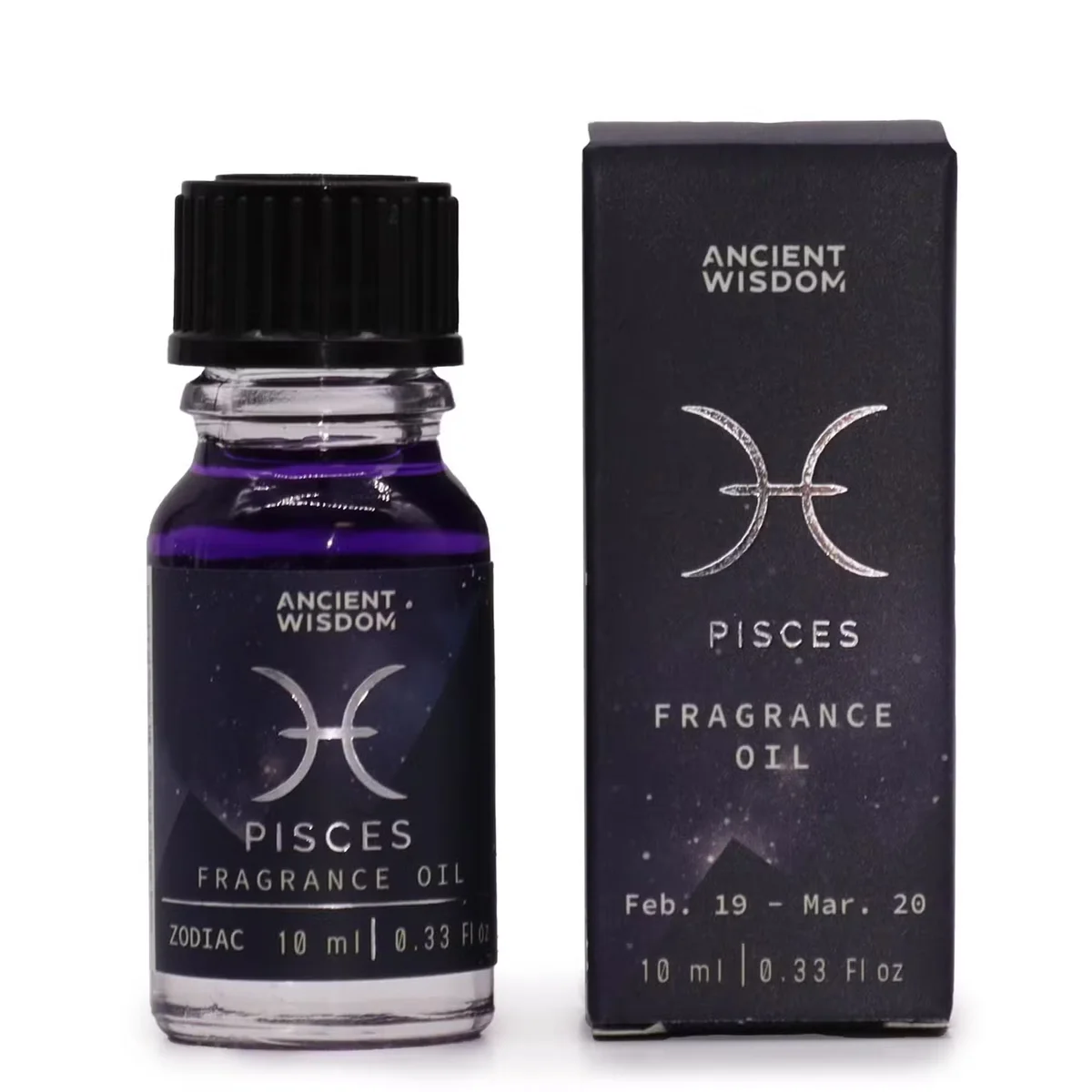 Pisces scented oil in clear glass bottle, 10 ml, with elegant label