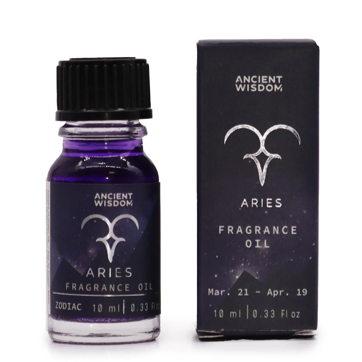 10ml Zodiac fragrance oil – Aries, in a small glass bottle with label