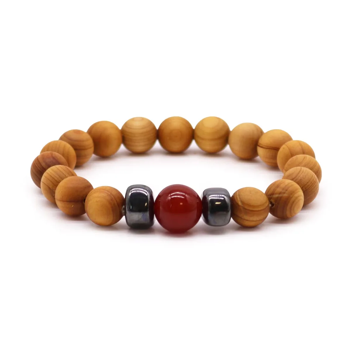 Cedarwood root chakra bangle featuring a red jasper bead – Chakra jewellery UK