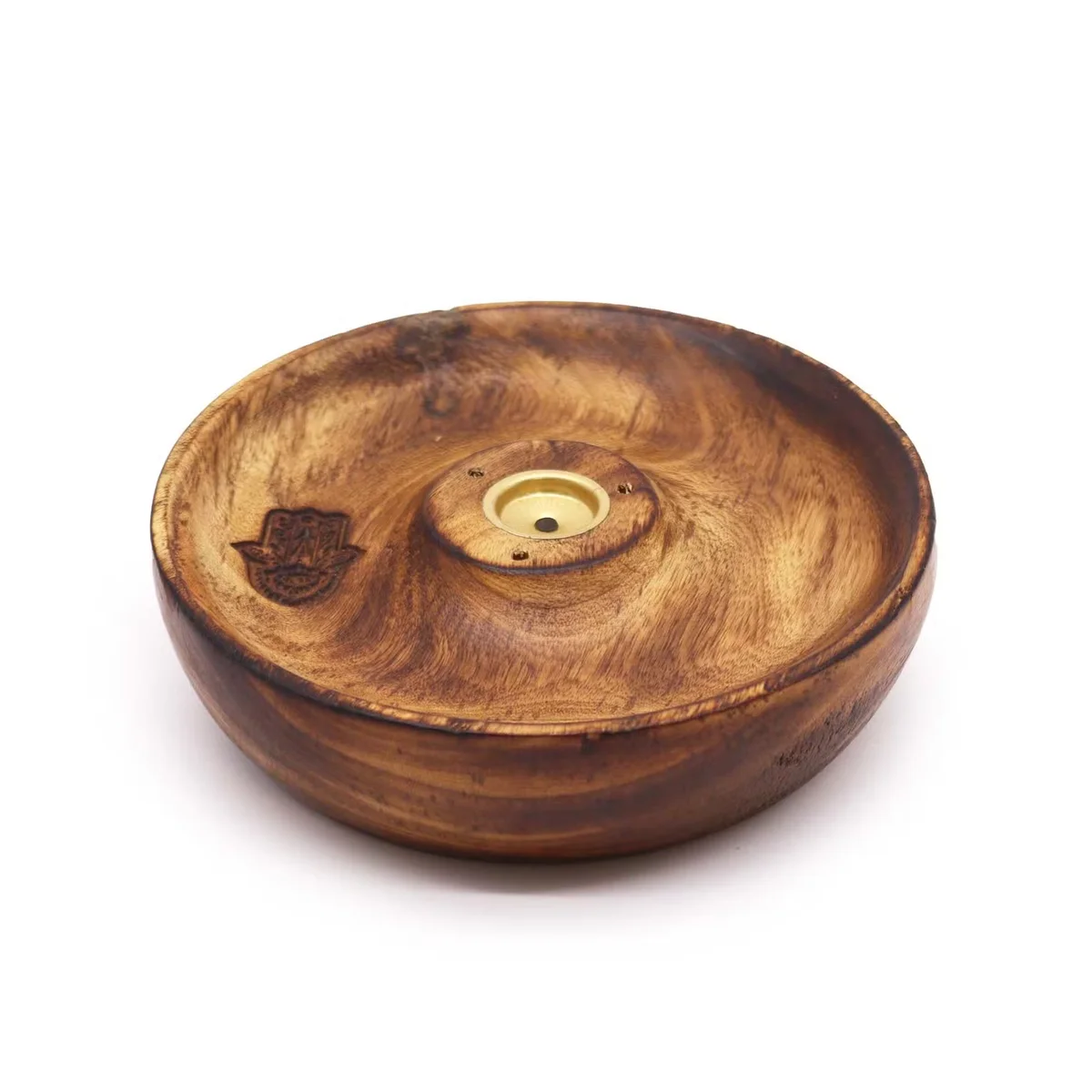 decorative incense burner with Hamsa design and incense stick holder