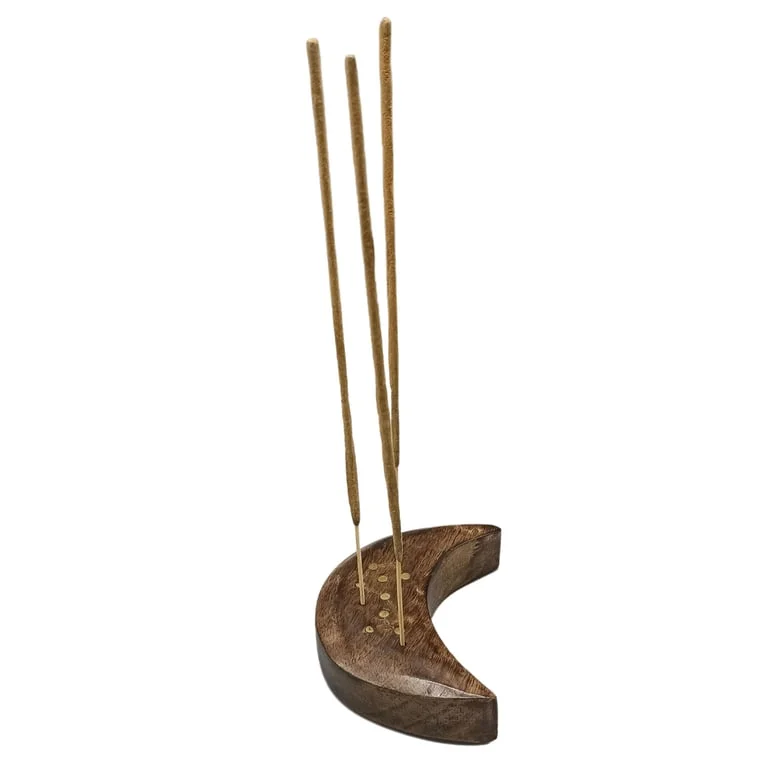 Engraved incense burner in brass featuring the moon zodiac sign design.