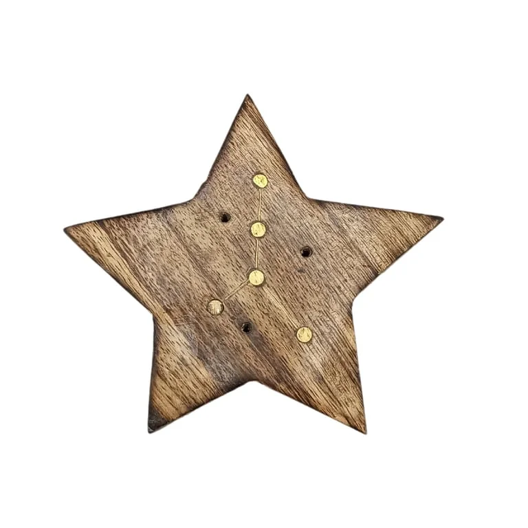 Engraved brass incense burner with star shape, a zodiac sign incense burner design.