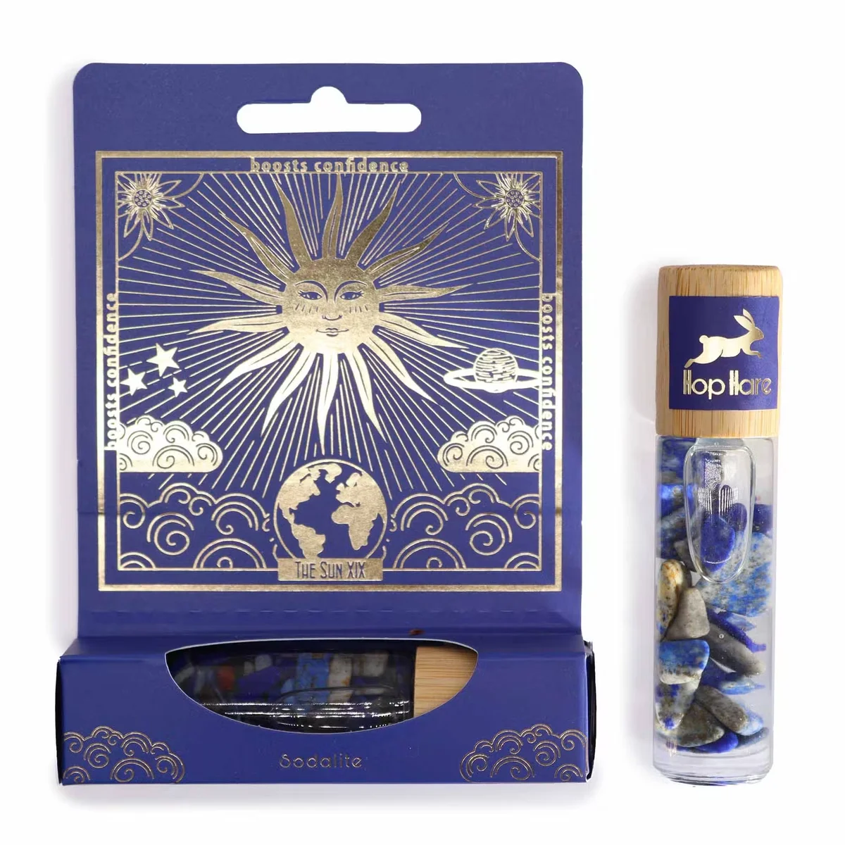 Roll‑on bottle labeled HH Tarot Roll On – The Sun, containing tarot essential oil.