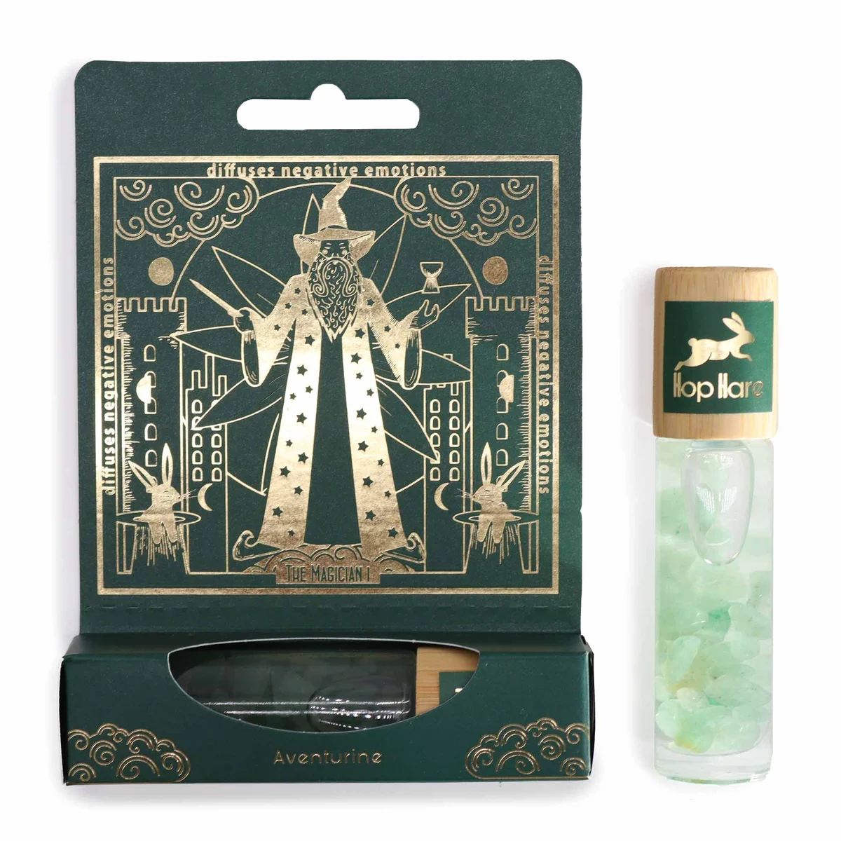HH Tarot Roll On The Magician bottle with label, a tarot essential oil roll on product on a white background