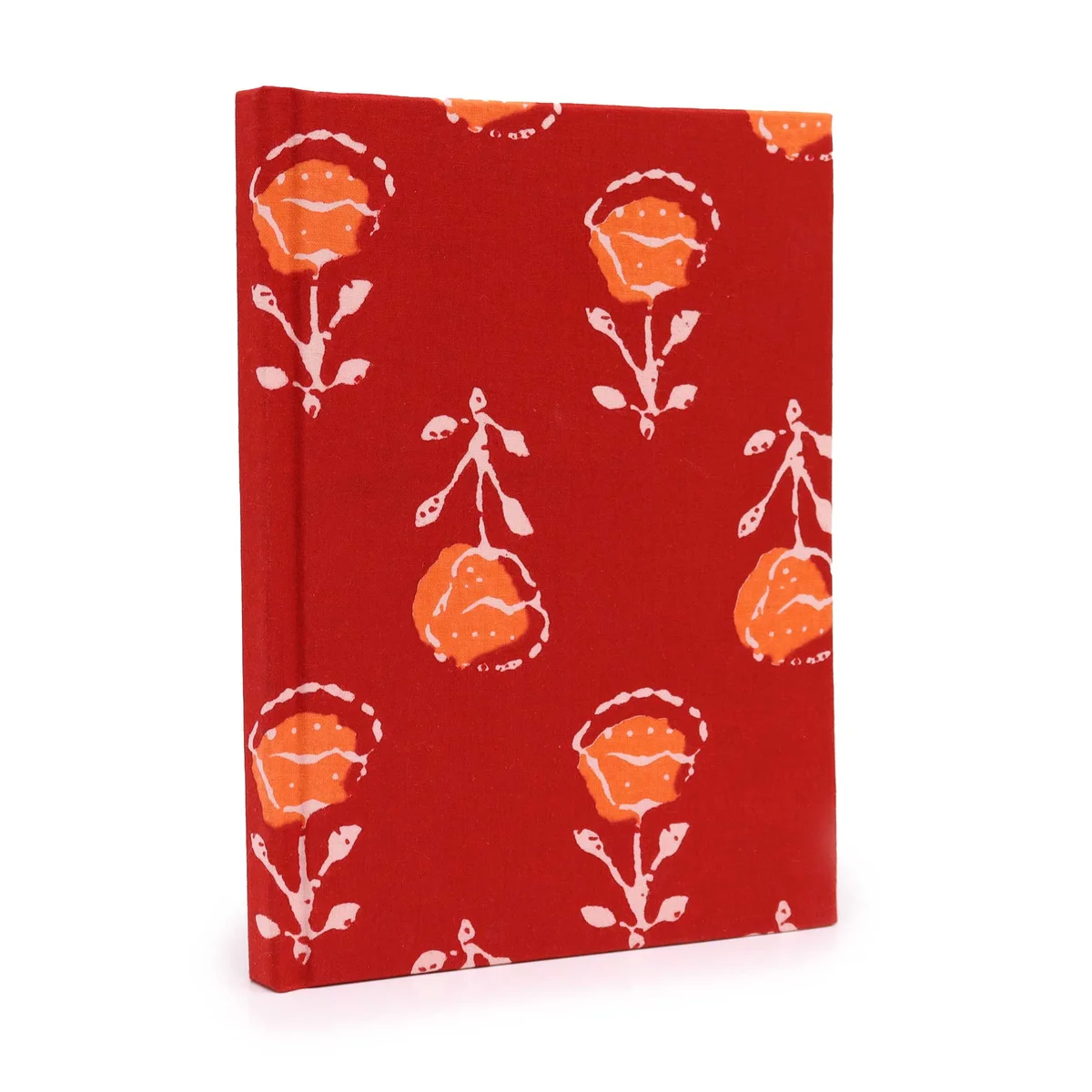 Cotton bound 20x15cm notebook with rose pattern cover and 96 page notebooks inside