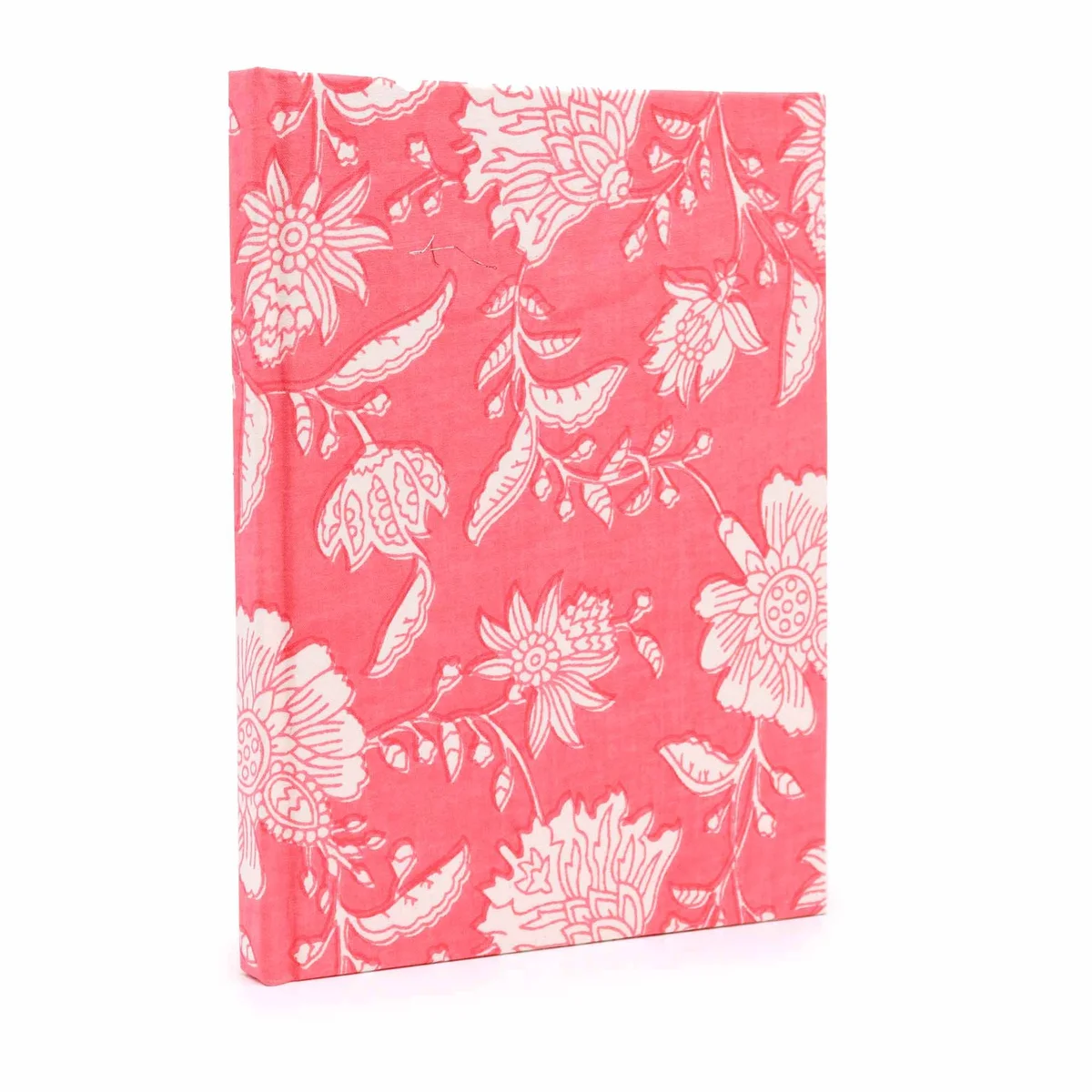 Cotton bound notebook with a pink floral cover, measuring 20 x 15 cm, 96 pages inside.