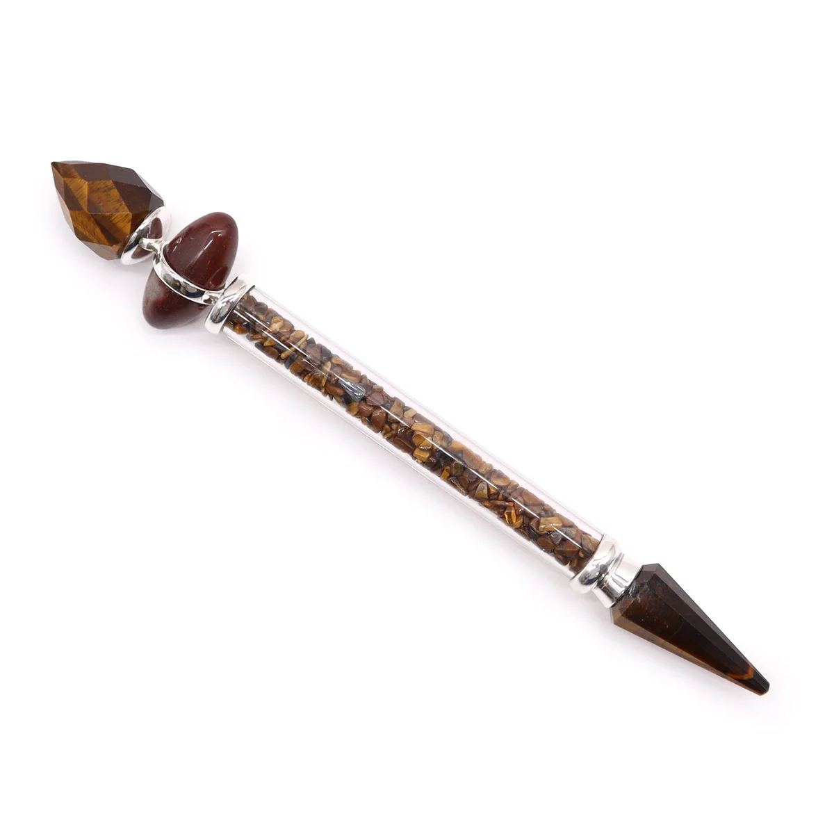 Confidence magic wand made of tiger eye, displayed in product photo