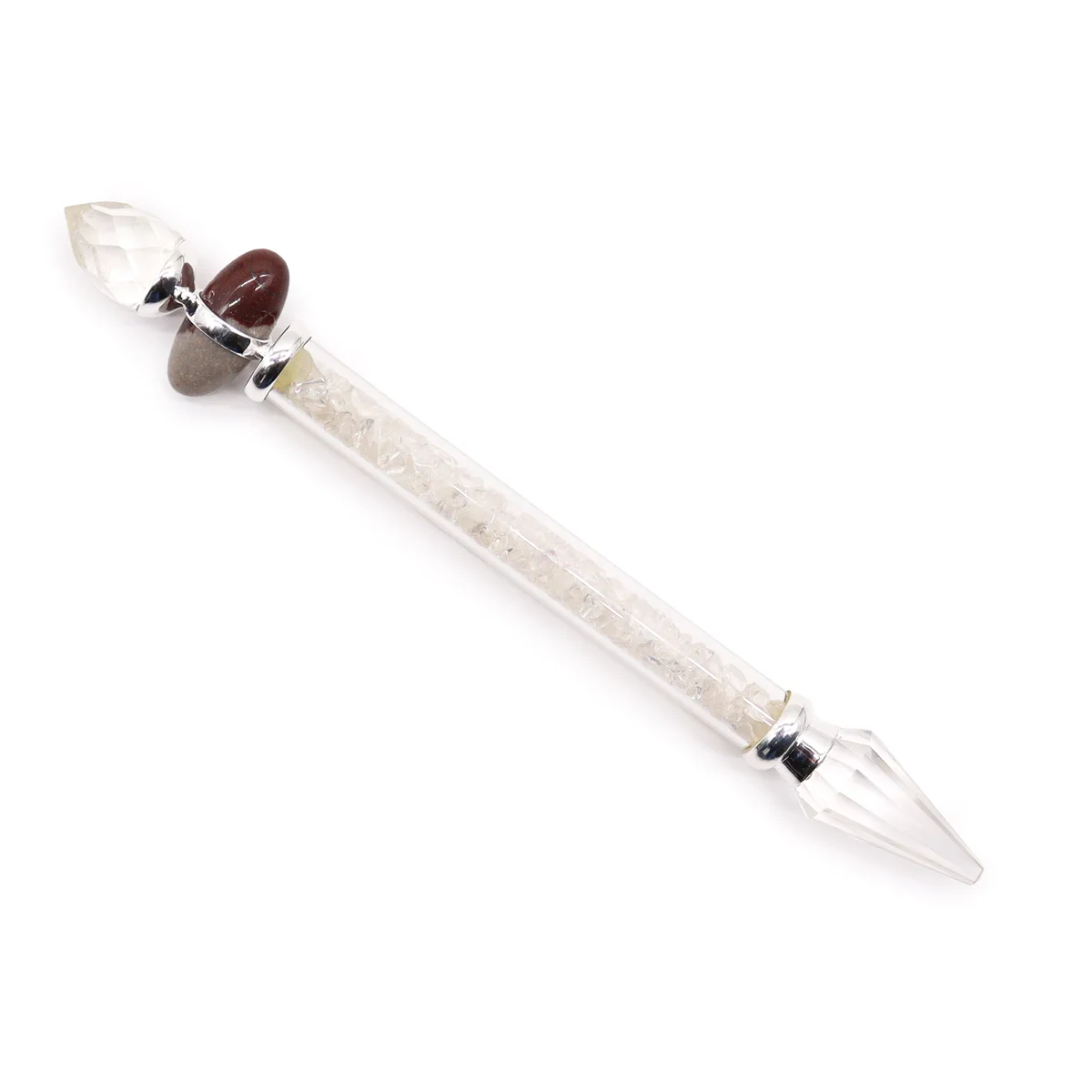 Shiva Lingam Magic Wand made of Rock Quartz, symbolizing wisdom, shown on a plain background for spiritual magic wand use