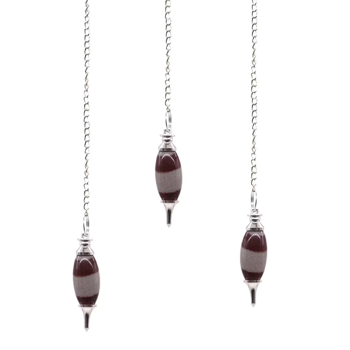 Shiva Lingam with Point Pendulum displayed as a spiritual home ornament on a plain background