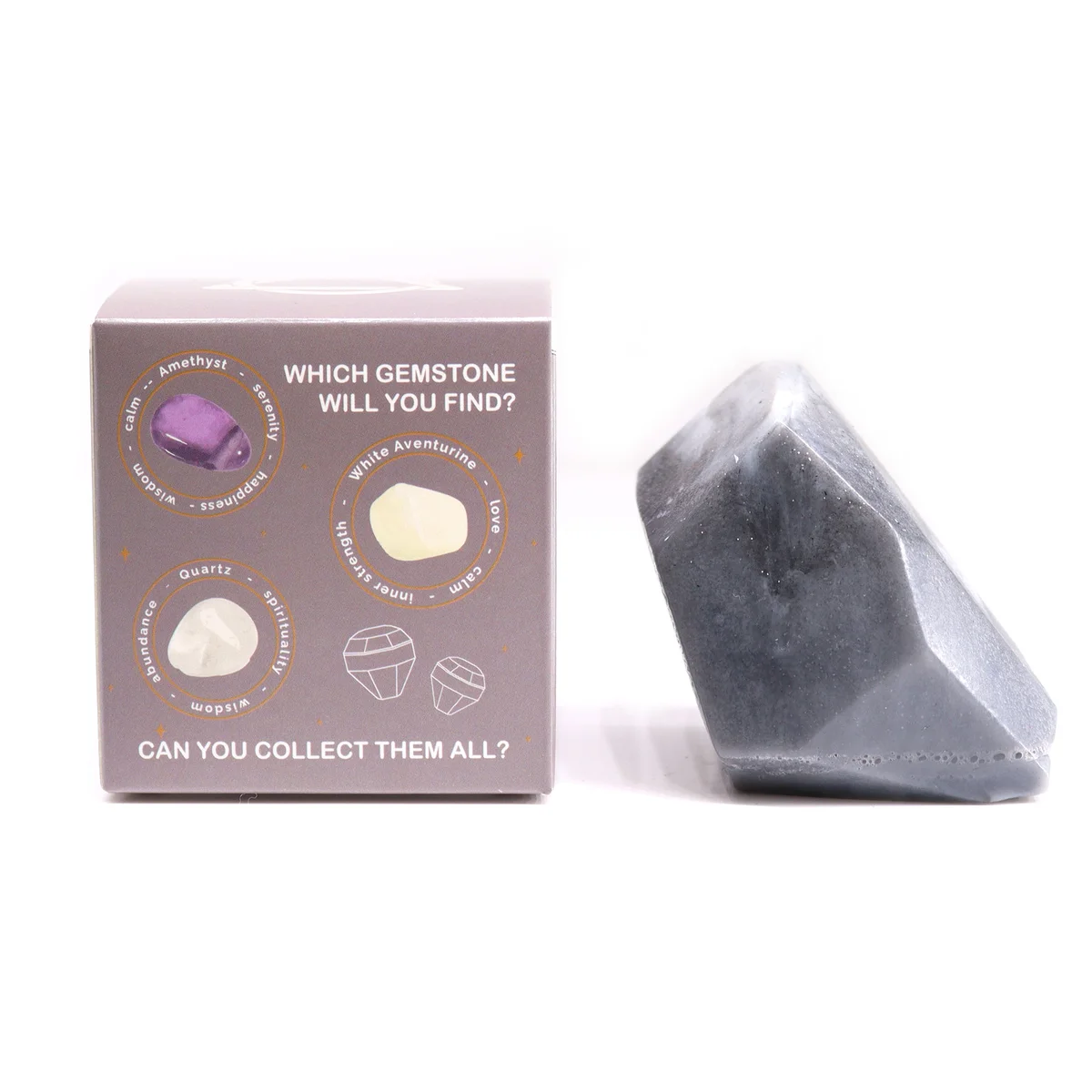 Decorative bath soap shaped like a translucent crystal representing the Air element on a white background