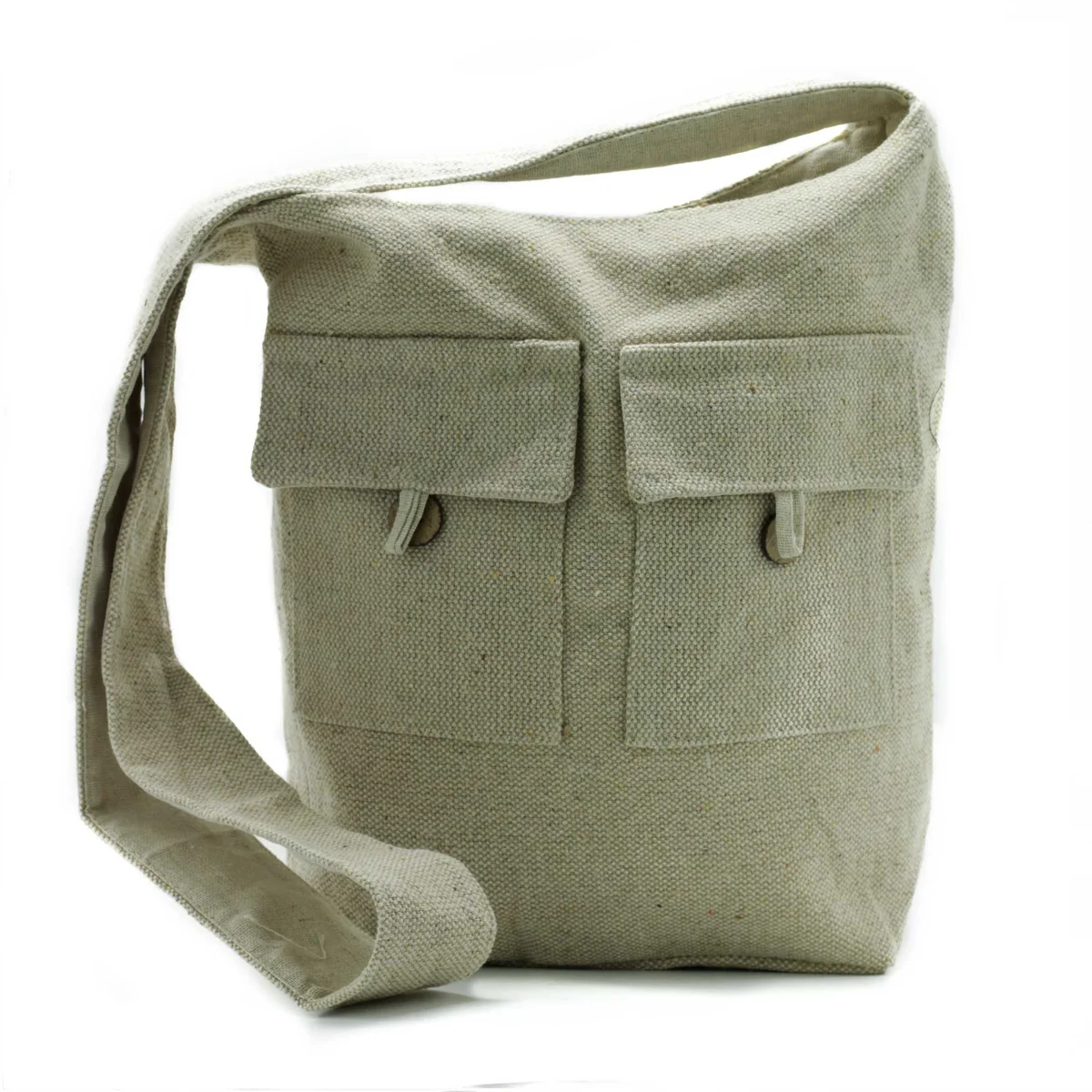 Large two pocket bag in natural tones with two front pockets, designed for everyday use and easy organization