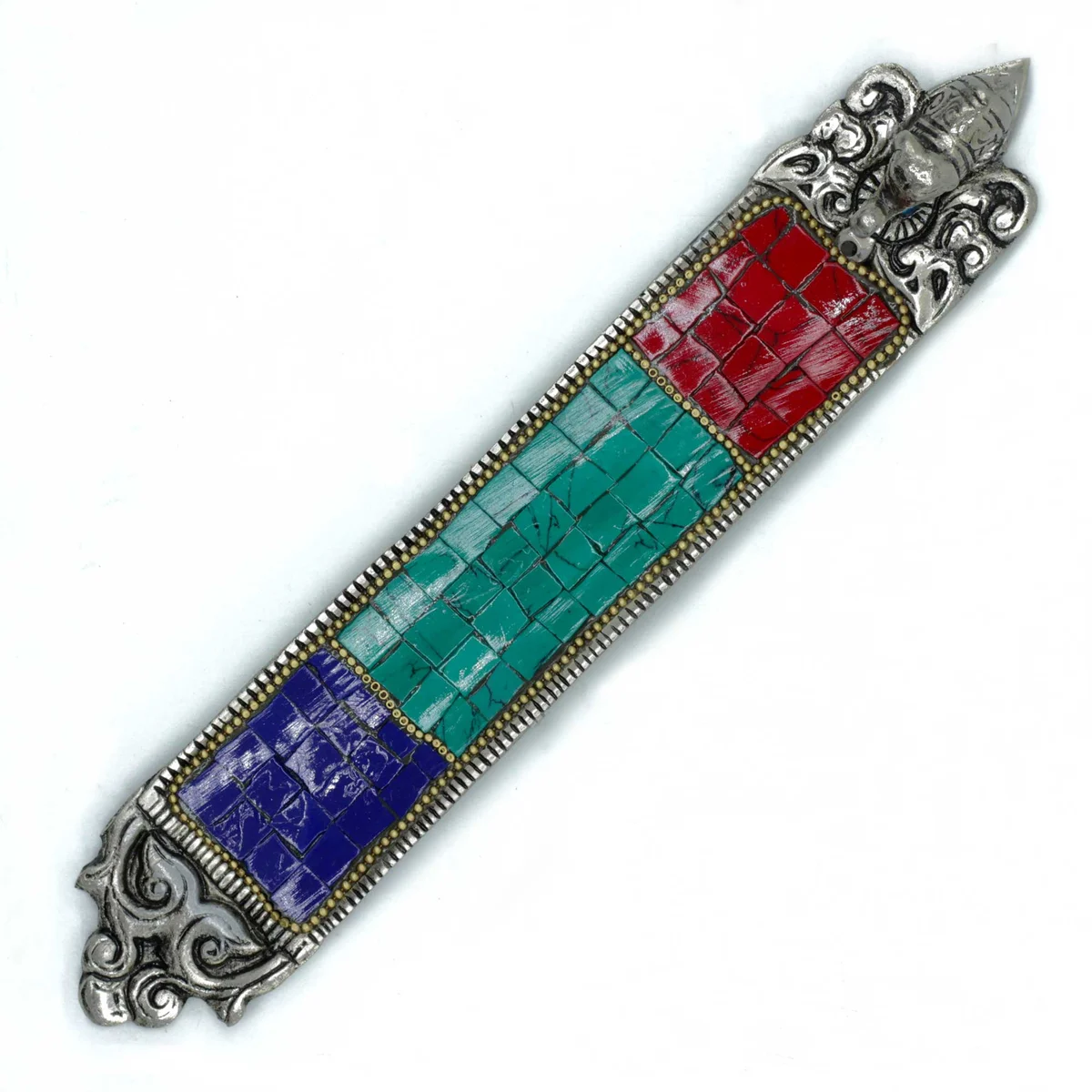 Elephant-shaped long incense holder in Tibetan style, designed to hold incense sticks securely