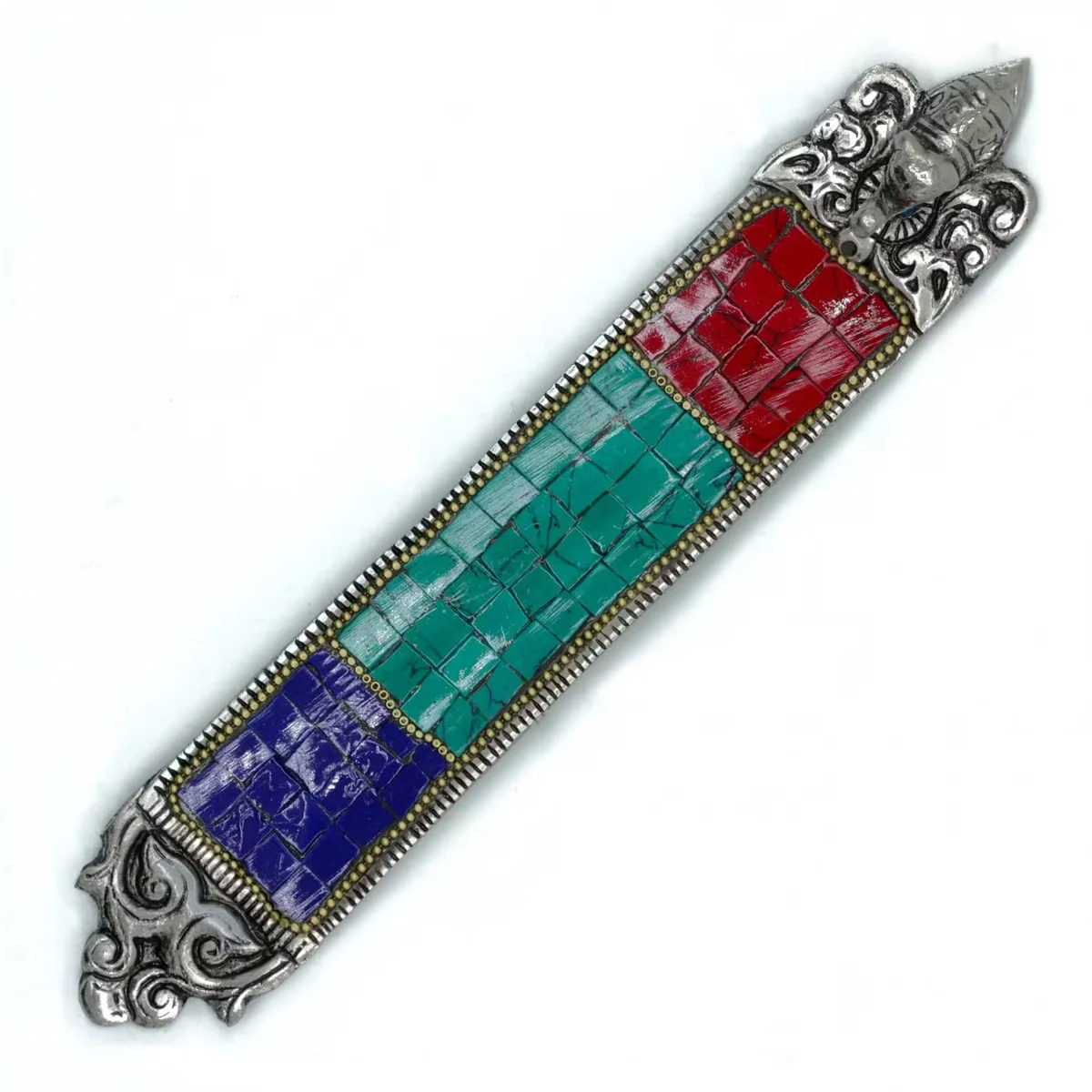 Long Tibetan incense holder shaped like an elephant, decorative incense burner for home use