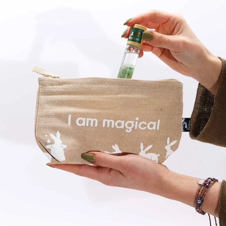Cute hare pouch sporting a hop hare design, whimsical and magical charm.