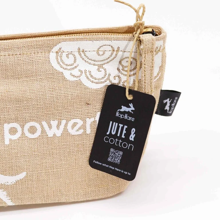 Hare themed pouch with playful rabbit design, showcasing the hop hare motif