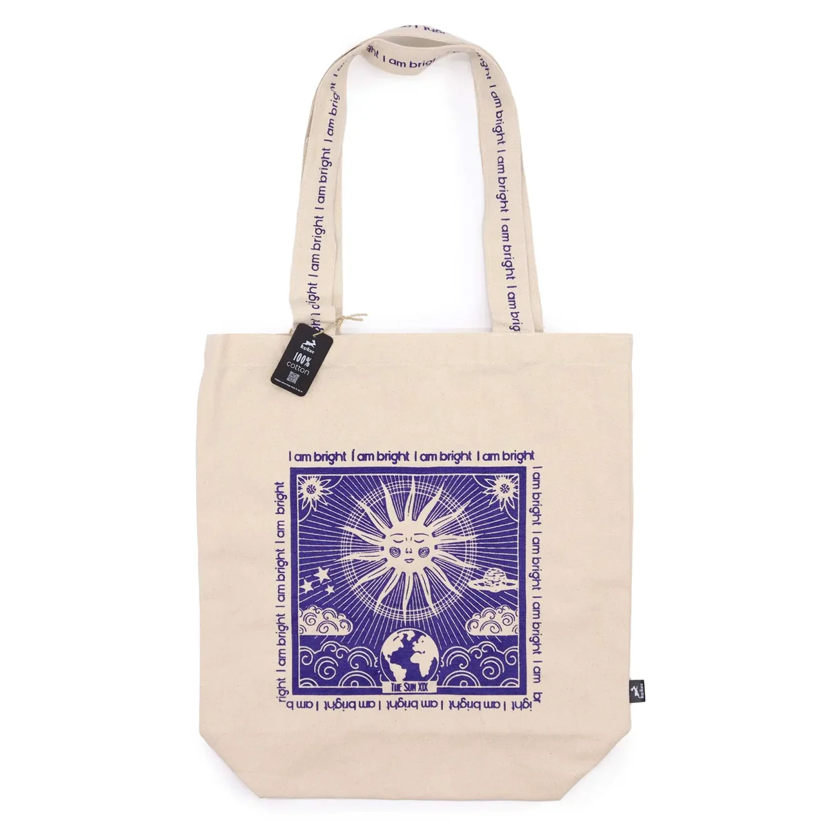Hop Hare bright tote bag featuring a cheerful design with the phrase I am Bright on front panel