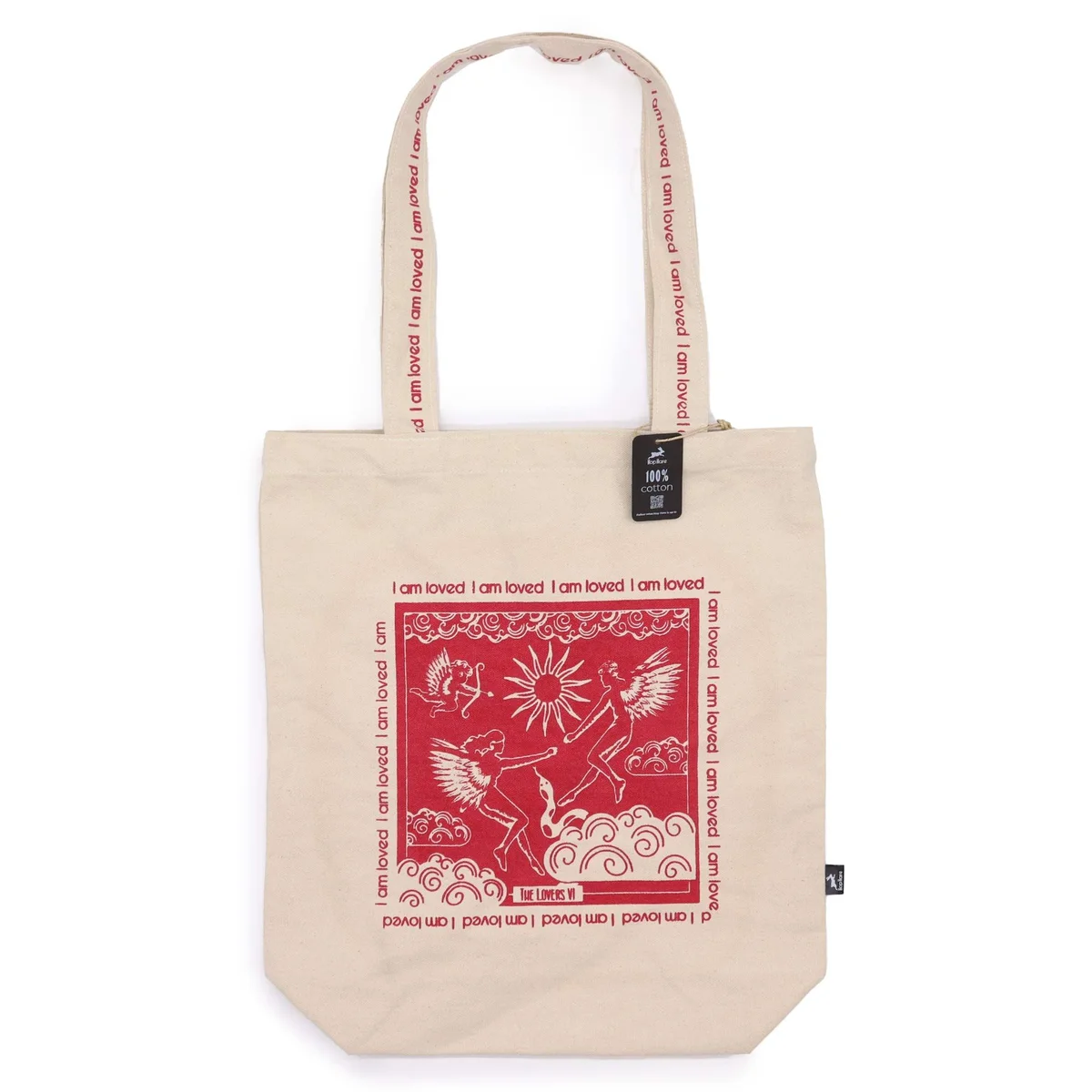 Hop Hare tote bag with "I am Loved" text, featuring a simple and stylish design suitable for everyday use